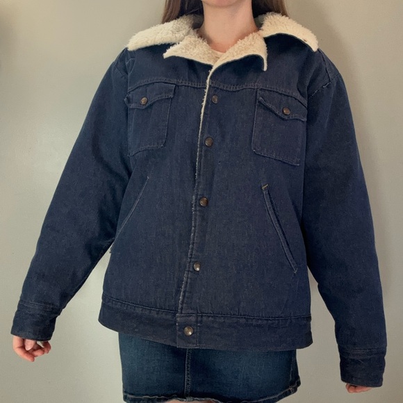 Vintage 1980s Dickies Men’s Sherpa Lined Denim Jacket Trucker. - Picture 2 of 14